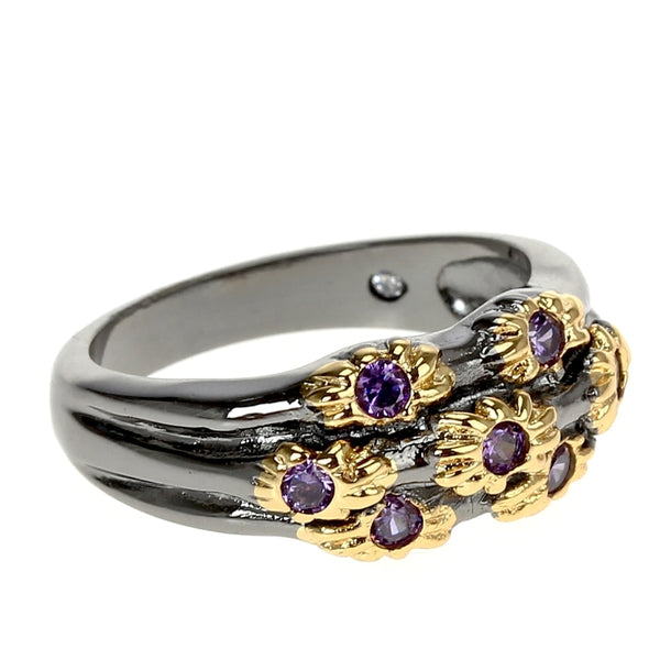 Golden Flower Purple Zircon