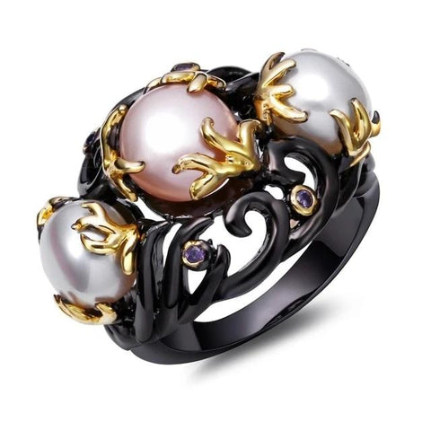 Pink White Synthetic Pearls Engulf Pattern