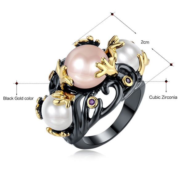 Pink White Synthetic Pearls Engulf Pattern
